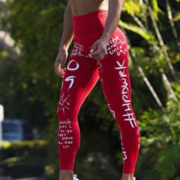 Htfu Co Words Workout Tights in Blue - Picture 1 of 5